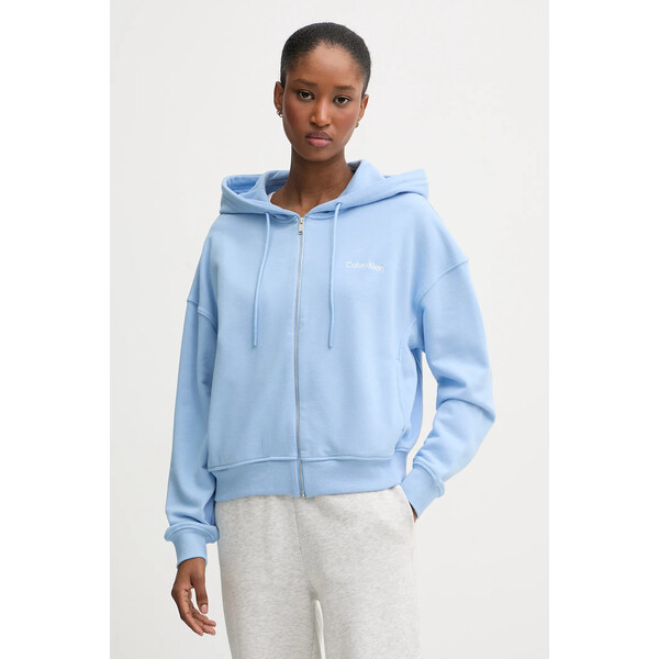 Calvin Klein Underwear bluza lounge  damska kolor niebieski z kapturem gładka LV00QS7513