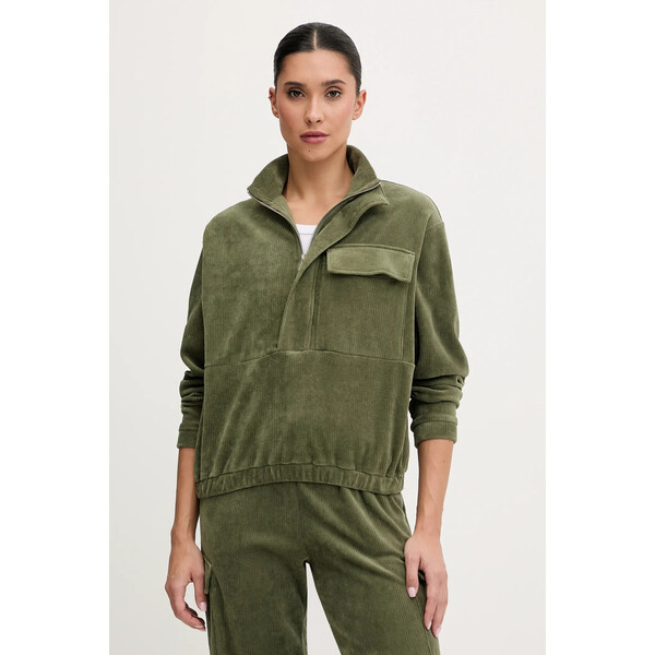 Banana Moon bluza welurowa Quandary  damska kolor zielony gładka GAVIN.QUANDARY