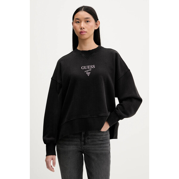 Guess Originals bluza bawełniana  damska kolor czarny z nadrukiem W5BQ26 KCPR1