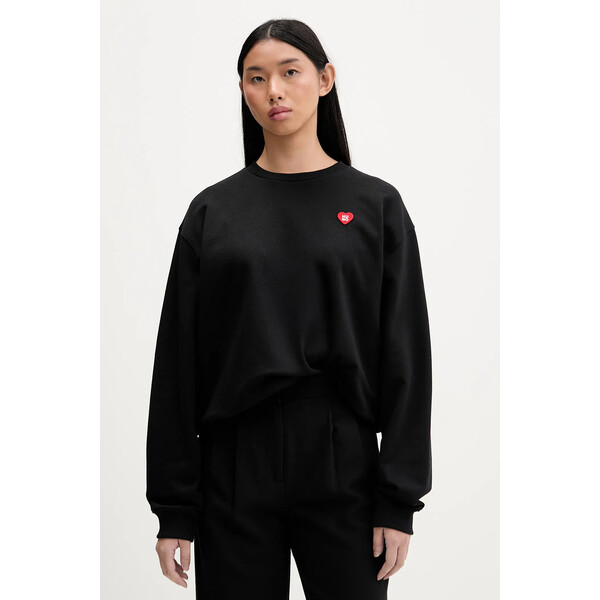 HUGO bluza bawełniana  damska kolor czarny gładka 50555808