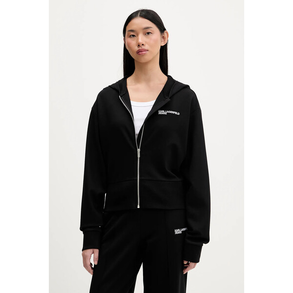 Karl Lagerfeld Jeans bluza  damska kolor czarny z kapturem gładka B1W20062