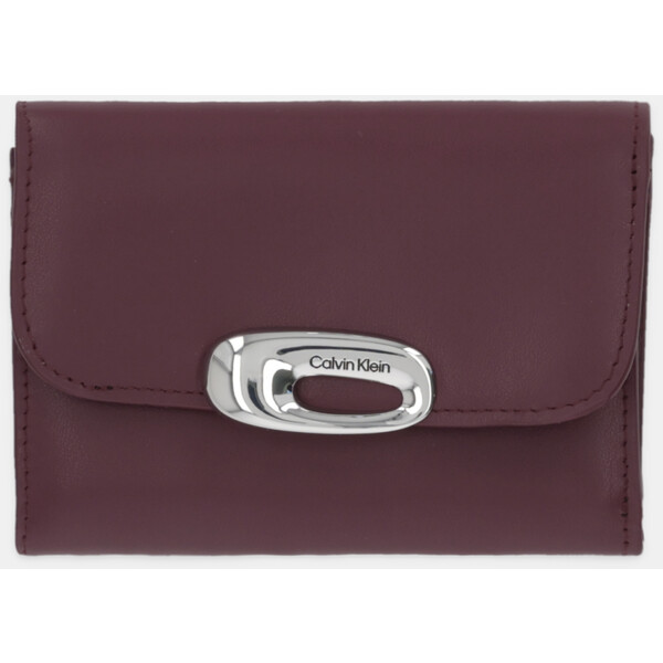 Calvin Klein portfel skórzany  damski kolor bordowy LV04F1116G