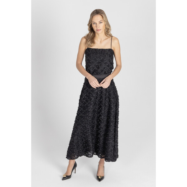 Deni Cler Czarna spódnica maxi z eleganckiej koronki W-DC-7062-E5-B7-90-1