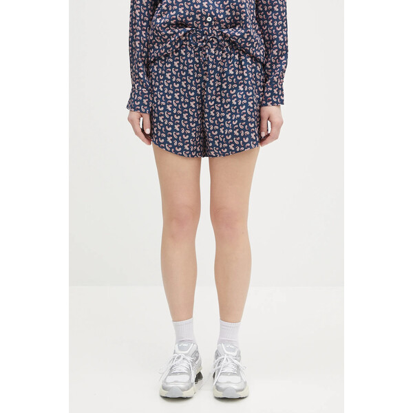 A.P.C. szorty Short Audrey  damskie kolor granatowy wzorzyste high waist VIALN.F10208