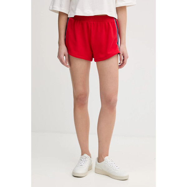 United Colors of Benetton szorty bawełniane x Stranger Things  damskie kolor czerwony z aplikacją high waist 33NVD900B