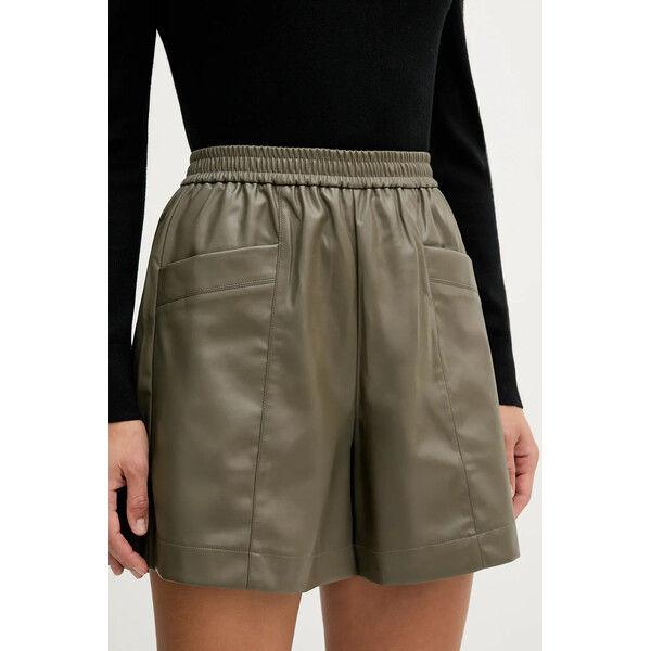 United Colors of Benetton szorty  damskie kolor zielony gładkie high waist 4M3CD9029