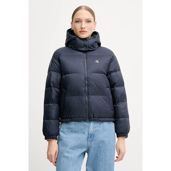 Calvin Klein Jeans kurtka puchowa  kolor granatowy zimowa oversize LV047D501G
