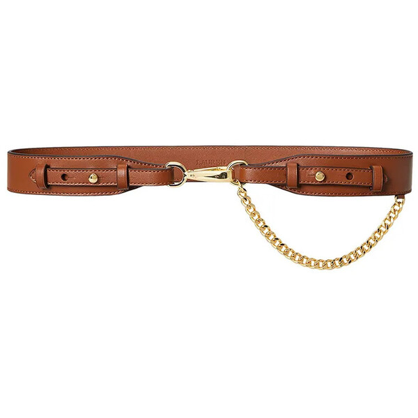 Lauren Ralph Lauren pasek skórzany  damski kolor brązowy 412P03413