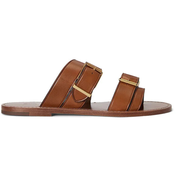Polo Ralph Lauren klapki skórzane Bkle Slide  damskie kolor brązowy 818P01589001