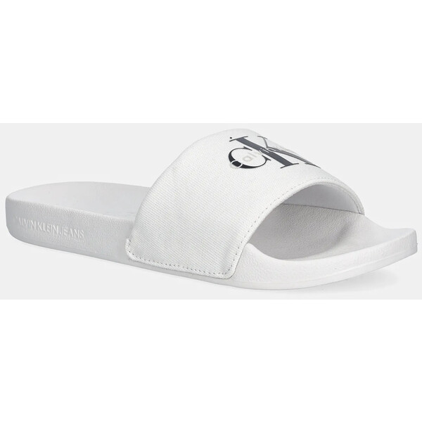 Calvin Klein Jeans klapki SLIDE MONOGRAM WN LOGO CK  damskie kolor biały YW0YW01967