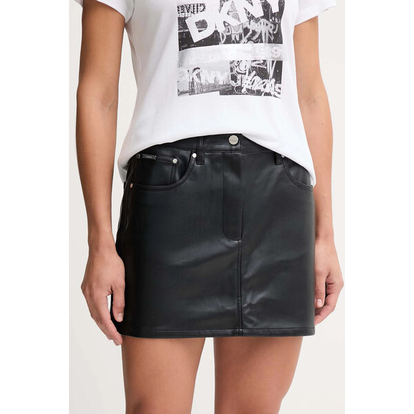 Calvin Klein Jeans spódnica  kolor czarny mini prosta LV044D622G