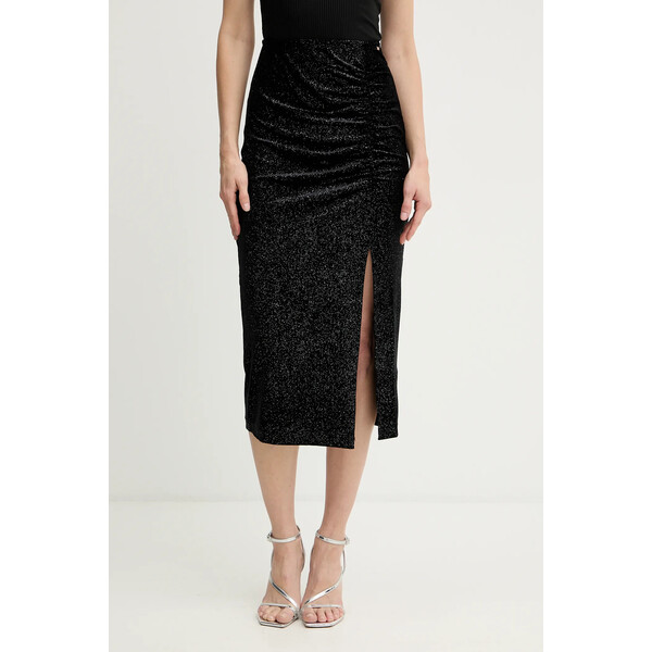 Armani Exchange spódnica welurowa  kolor czarny midi ołówkowa XW000791 AF16143