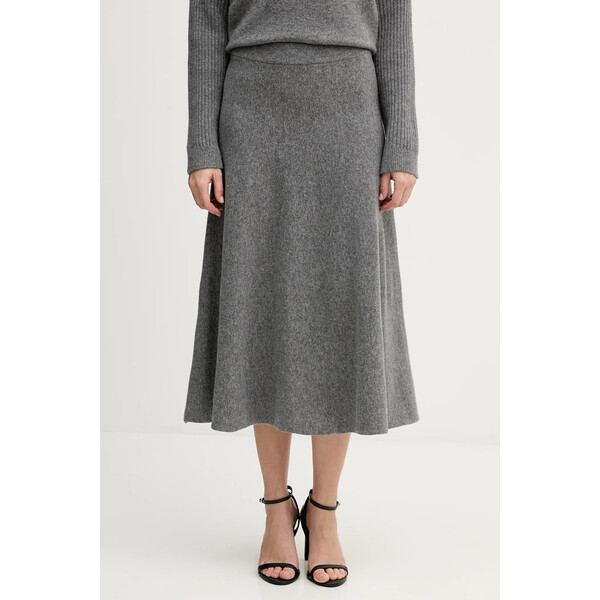 United Colors of Benetton spódnica z dodatkiem wełny  kolor szary midi rozkloszowana 1444D002B
