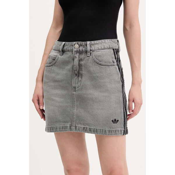 adidas Originals spódnica jeansowa Denim Mini Skt  kolor szary mini ołówkowa JW2657