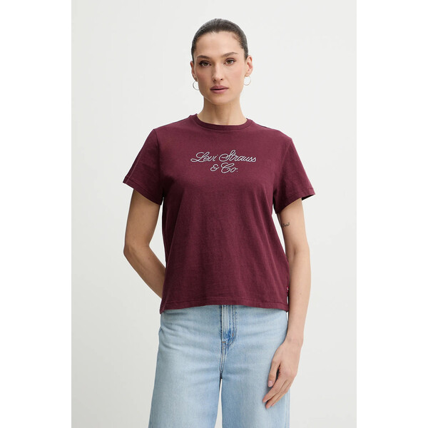 Levi's t-shirt bawełniany  damski kolor bordowy A2226