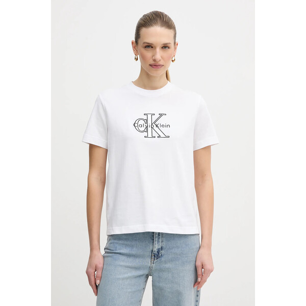 Calvin Klein Jeans t-shirt bawełniany  damski kolor biały LV047E819G