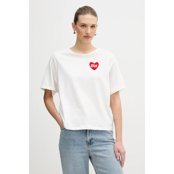 OUI t-shirt bawełniany  damski kolor biały 96046