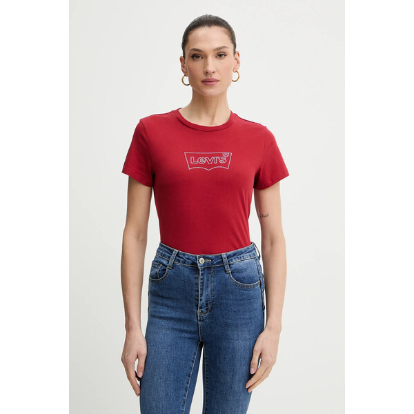 Levi's t-shirt bawełniany  damski kolor czerwony 17369