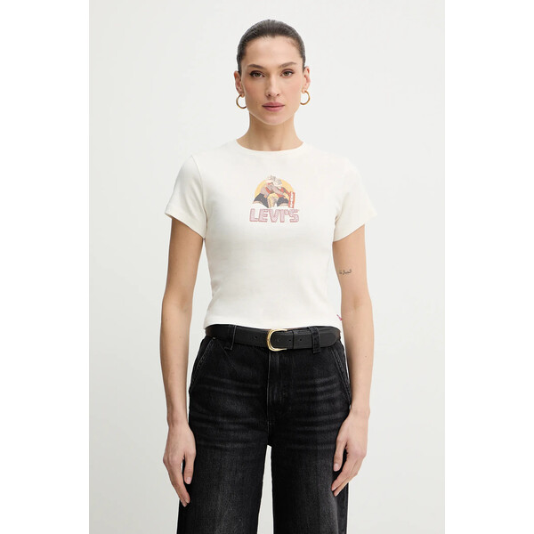 Levi's t-shirt bawełniany  damski kolor beżowy A8798