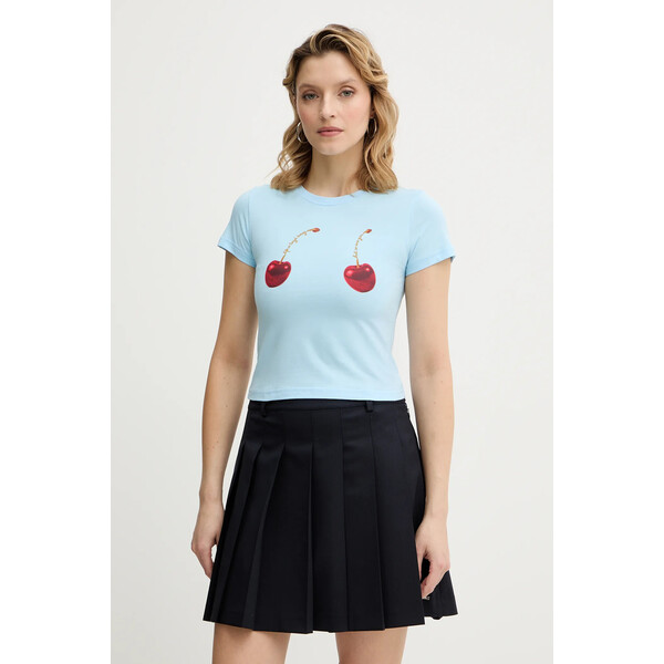 Never Fully Dressed t-shirt bawełniany Cherry Boob  damski kolor niebieski NFDTO2085