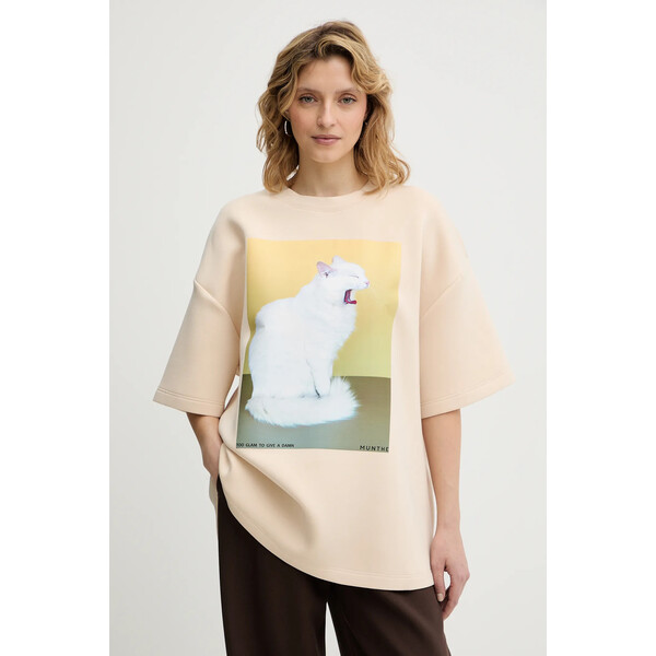 MUNTHE t-shirt RAPLOI  damski kolor beżowy 254112525463