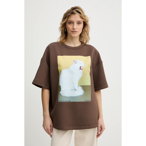 MUNTHE t-shirt RAPLOI  damski kolor brązowy 254112525463