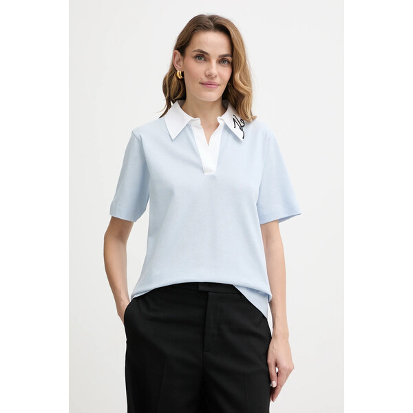 Karl Lagerfeld t-shirt bawełniany  damski kolor niebieski A3W17113