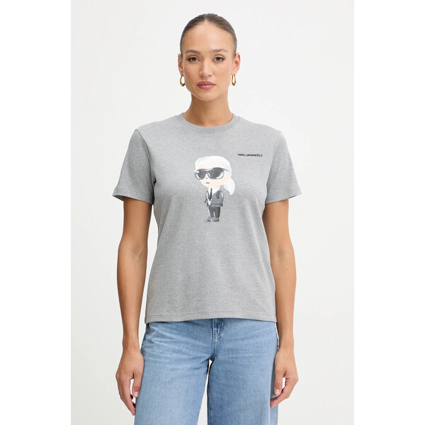Karl Lagerfeld t-shirt bawełniany  damski kolor szary A1W17130