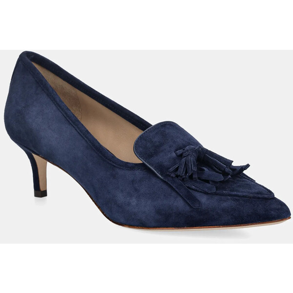 Lauren Ralph Lauren szpilki zamszowe Adrienne Klt  kolor granatowy na niskim obcasie 802P04172004