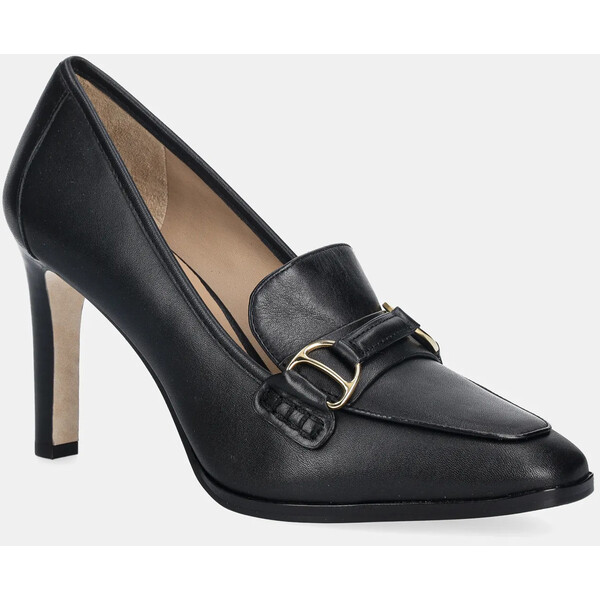 Lauren Ralph Lauren czółenka skórzane Tasha Tl  kolor czarny na słupku 802P04169001