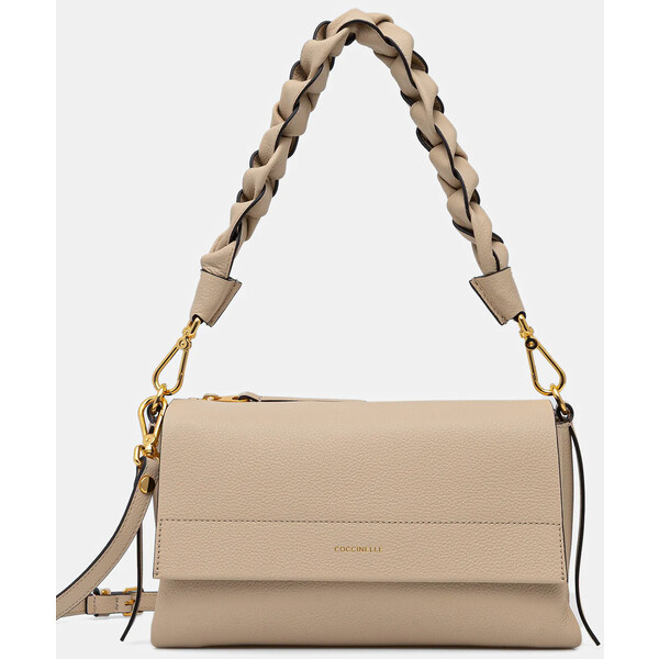 Coccinelle torebka skórzana BOHEME GRANA DOUBLE  kolor beżowy E1.M50.12.01.01