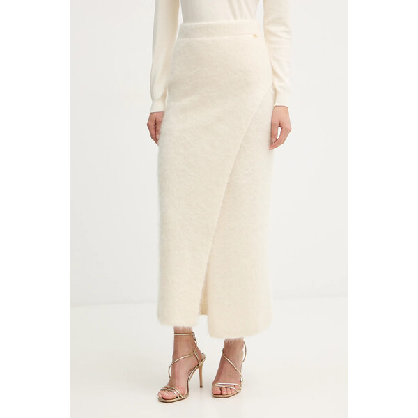 Marciano by Guess spódnica z dodatkiem wełny AGNES  kolor beżowy maxi ołówkowa 5BGD02 5794Z