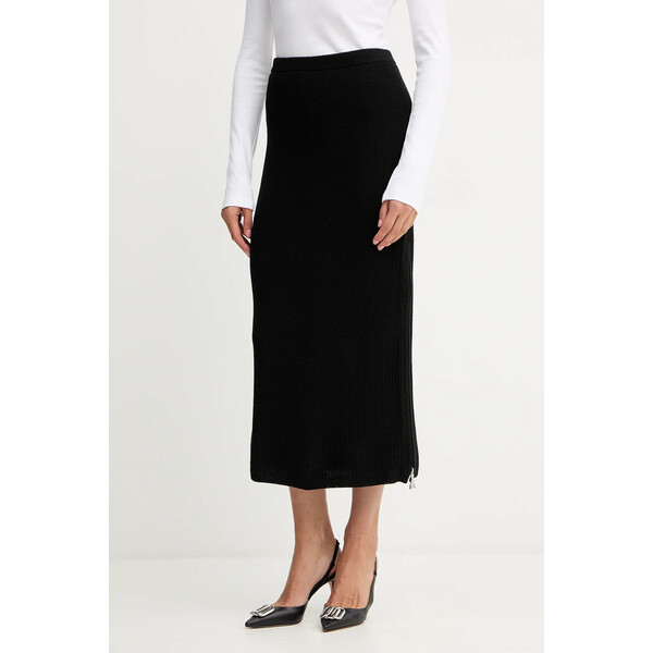Patrizia Pepe spódnica z dodatkiem wełny  kolor czarny midi ołówkowa 2G1042 K9O3A