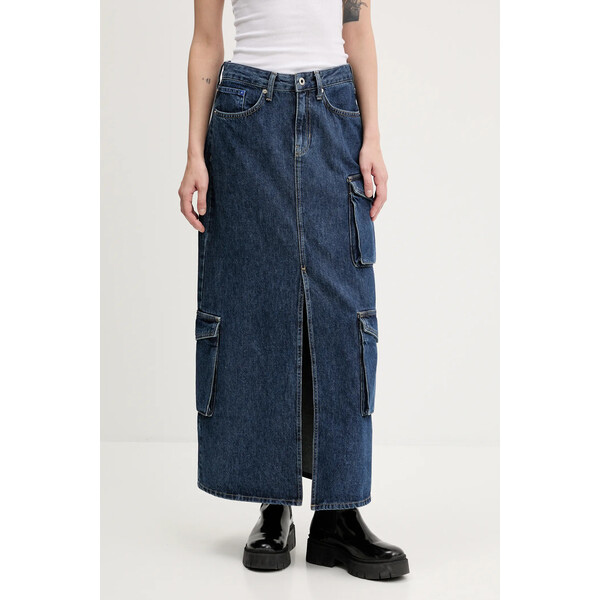Karl Lagerfeld Jeans spódnica jeansowa  kolor granatowy maxi prosta A3W12011