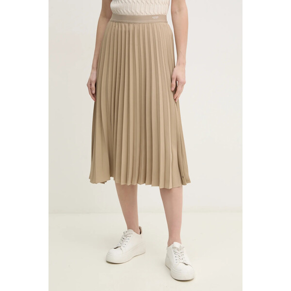 Tommy Hilfiger spódnica  kolor beżowy midi rozkloszowana WW0WW43886