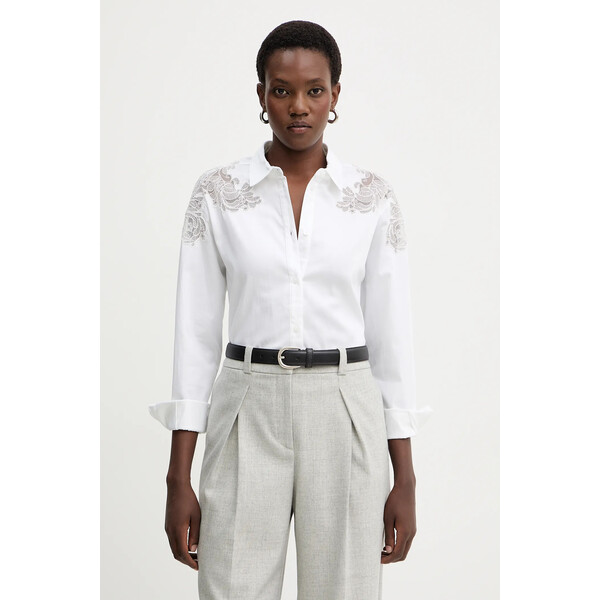 Guess koszula KYA  damska kolor beżowy regular z kołnierzykiem klasycznym W5BH65 WAF10