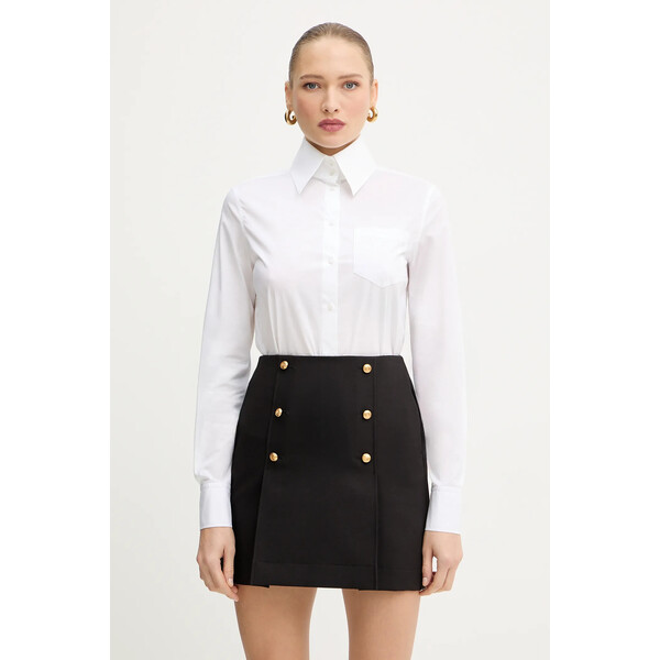 Karl Lagerfeld koszula z dodatkiem bawełny  damska kolor biały regular z kołnierzykiem klasycznym A4W11038