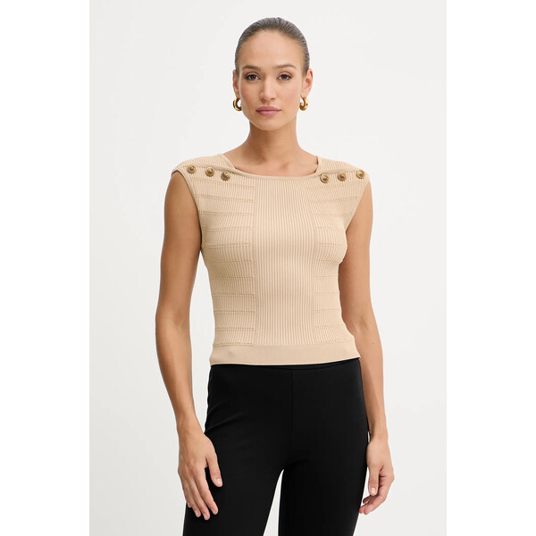 Guess top EVANGELINE  damska kolor beżowy gładka W5YR12 Z0130