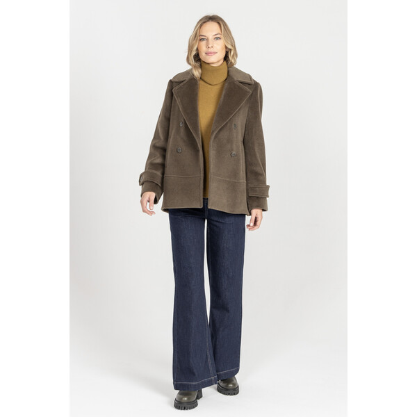 Deni Cler Zielona kurtka z wełny W-DC-9051-E5-F5-42-1