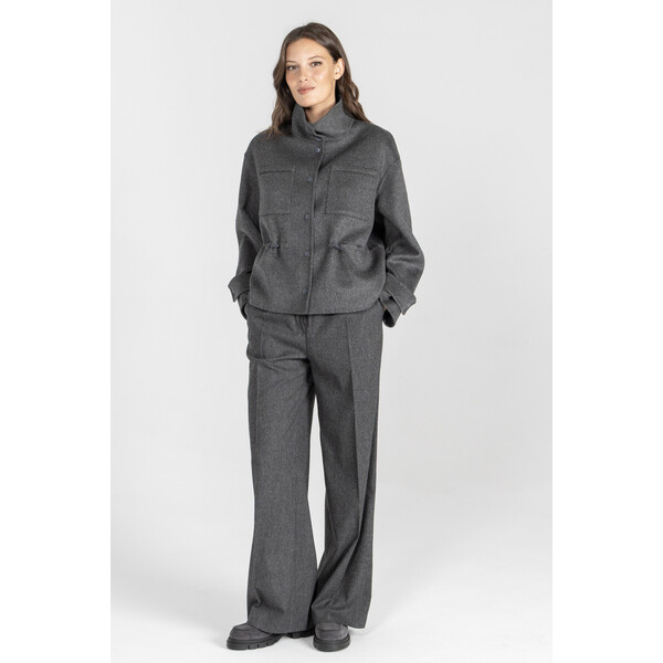 Deni Cler Szara nowoczesna krótka kurtka T-DC-9055-E5-80-88-1