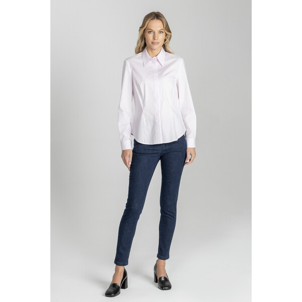 Deni Cler Klasyczna różowa koszula W-DC-1462-E5-G5-31-1