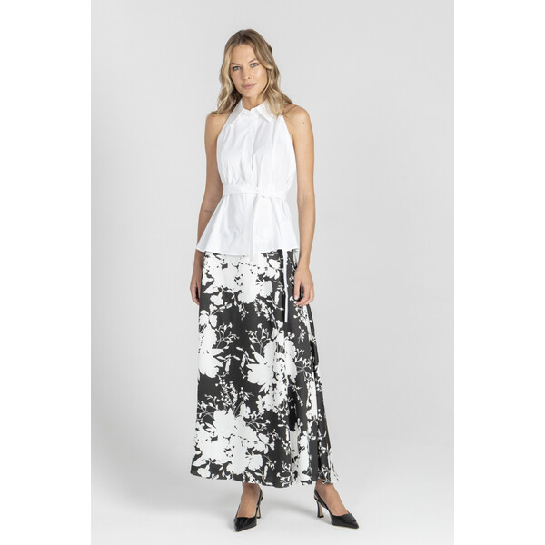 Deni Cler Nowoczesna biała bluzka bez rękawów W-DC-1065-E5-G5-10-1