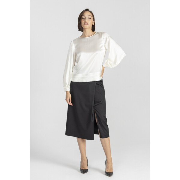 Deni Cler Biała elegancka bluzka z jedwabiu W-DC-1411-E2-L1-10-1
