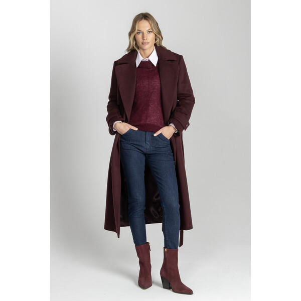 Deni Cler Granatowe wąskie spodnie z lekkiego jeansu W-DC-5270-E5-H5-58-1