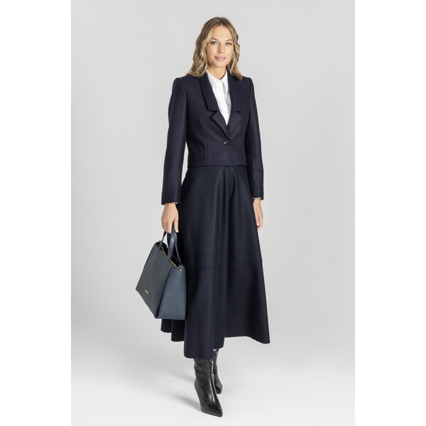 Deni Cler Krótka granatowa marynarka z wełny W-DC-6068-E5-F6-58-1