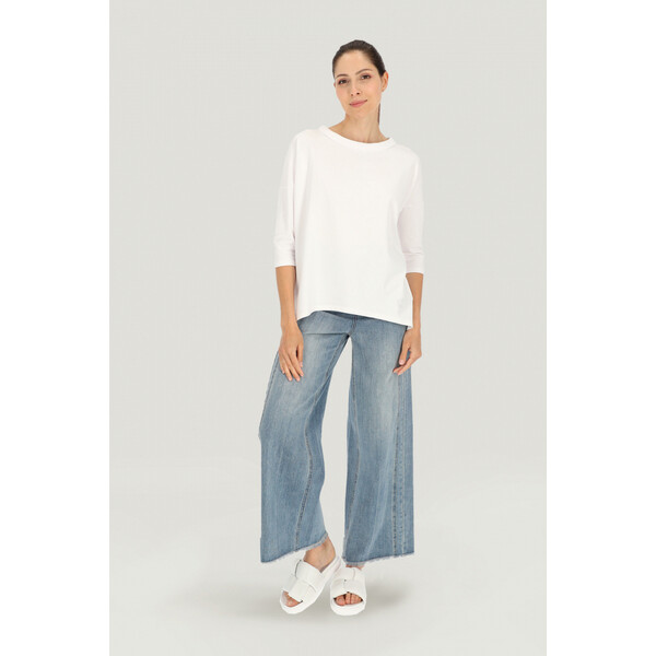 Deni Cler Biała bluza z rękawem 3/4 T-DC-W303-E2-10-10-1