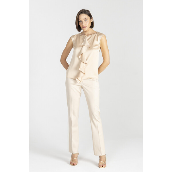 Deni Cler Jedwabny top z ozdobną falbaną W-DC-0010-E2-S1-12-1