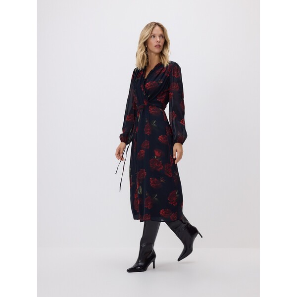Reserved Sukienka z nadrukiem w róże 105JP-99X