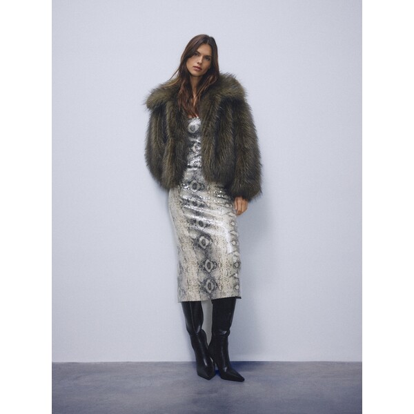 Reserved Sukienka midi w zwierzęcy wzór 973GA-MLC