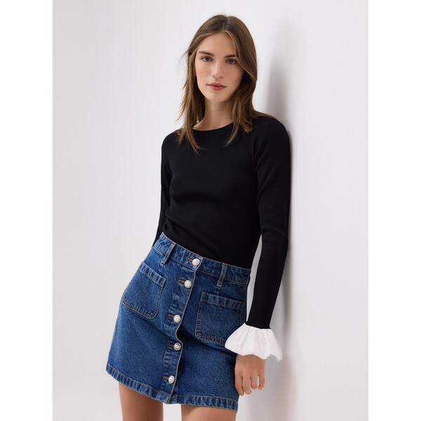 Reserved Jeansowa spódnica z ozdobnymi guzikami 598HV-55J